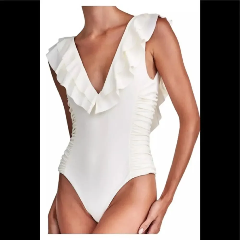 NWT Devon Windsor Bonnie Full Piece‎ Swimsuit | Off White Cream Ivory | SZ S - Picture 2 of 11